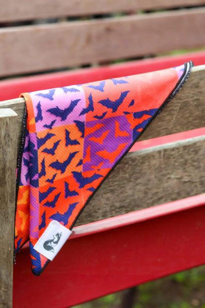Halloween dog bandana with spooky bat squares pattern