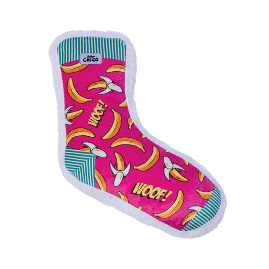 Whimsy Wonders banana squeaky sock plush dog toy