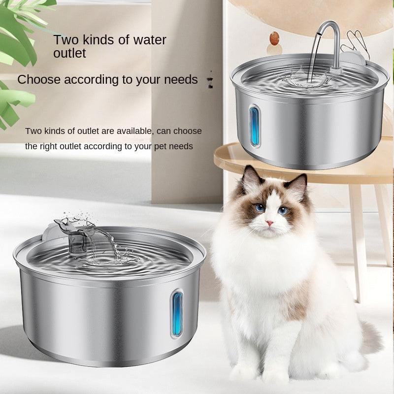 4L stainless steel pet water dispenser with round viewing window