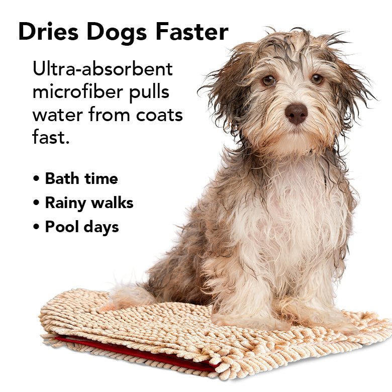 Super absorbent microfiber dog towel with hand pockets for quick drying
