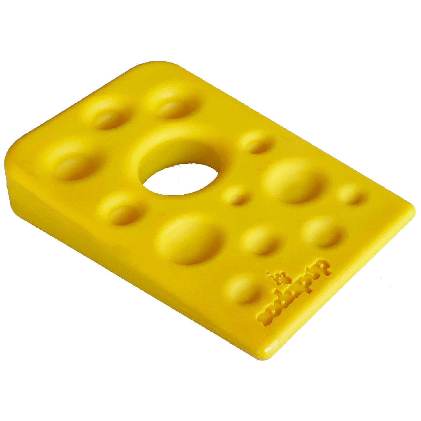 Swiss Cheese Wedge yellow nylon dog chew toy for aggressive chewers by SodaPup