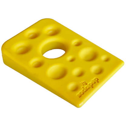Swiss Cheese Wedge yellow nylon dog chew toy for aggressive chewers by SodaPup