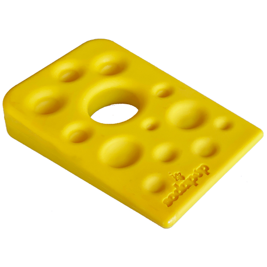 Swiss Cheese Wedge yellow nylon dog chew toy for aggressive chewers by SodaPup