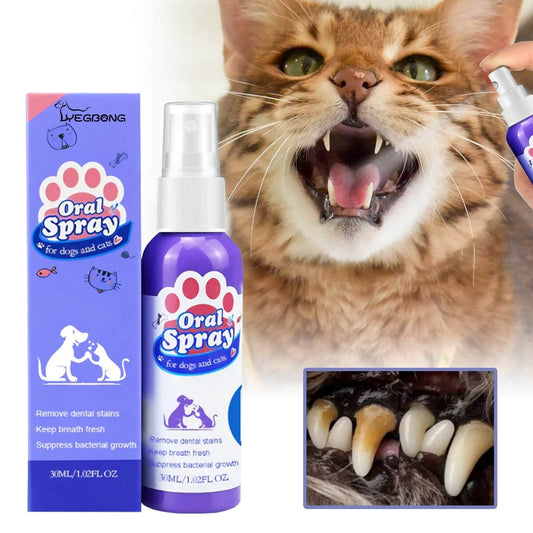 Pet tooth cleaning spray for cats and dogs oral care