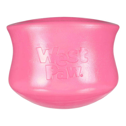 Toppl Geranium dog puzzle toy in bright pink made from durable non-toxic recycled plastic with smooth rounded edges