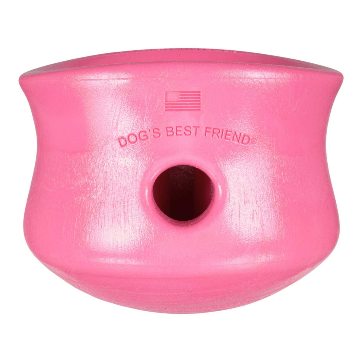 Toppl Geranium pink durable dog puzzle treat toy made from non-toxic recycled plastic for moderate chewers