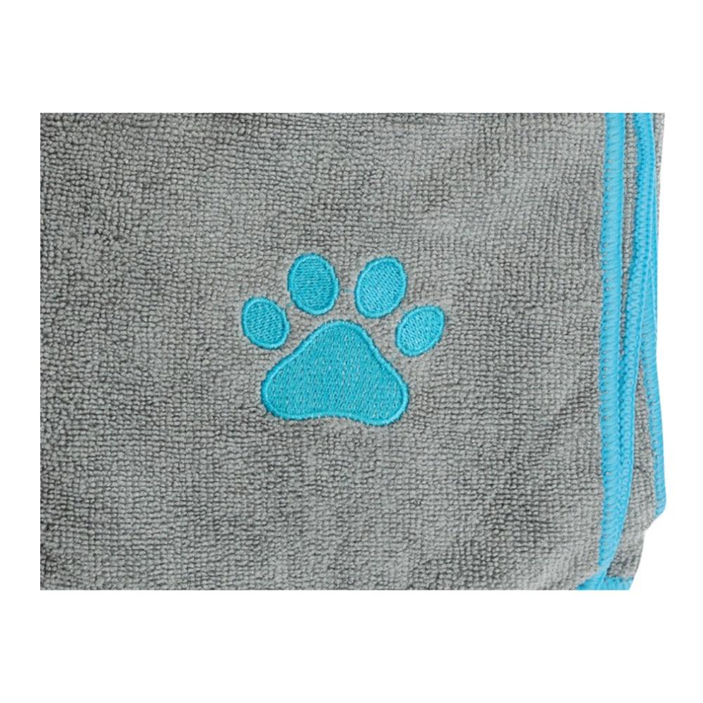 Country Living Large Gray Microfiber Dog Bath Towel with Paw Print