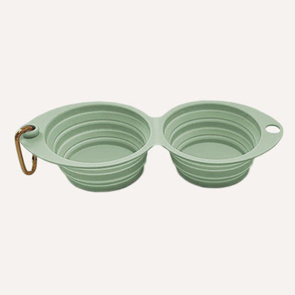 Collapsible Double Pet Bowl – Lightweight & Portable Travel Essential