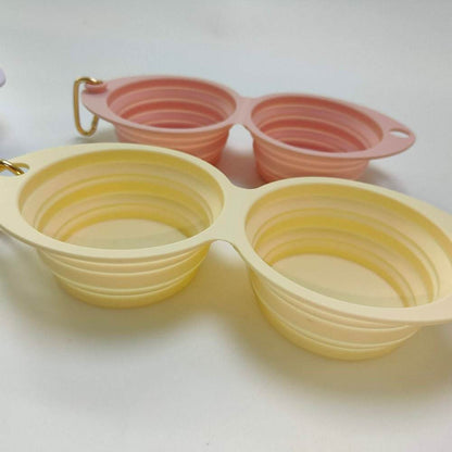 Collapsible Double Pet Bowl – Lightweight & Portable Travel Essential