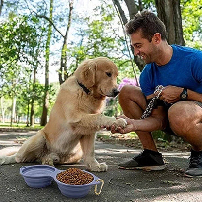 Collapsible Double Pet Bowl – Lightweight & Portable Travel Essential