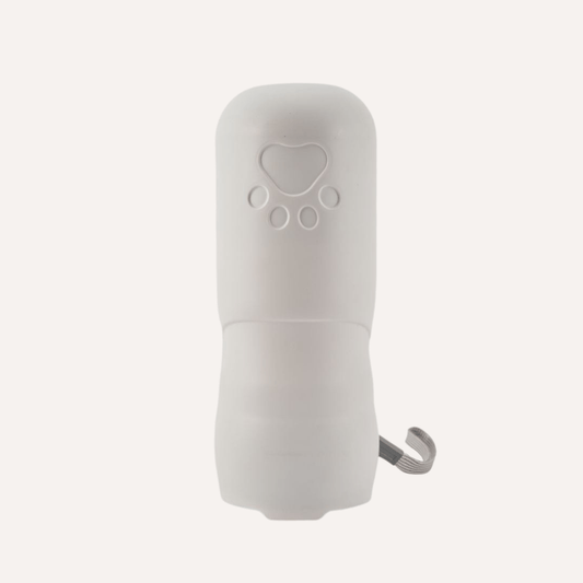 Leakproof travel dog water bottle with treat holder and carbon filter