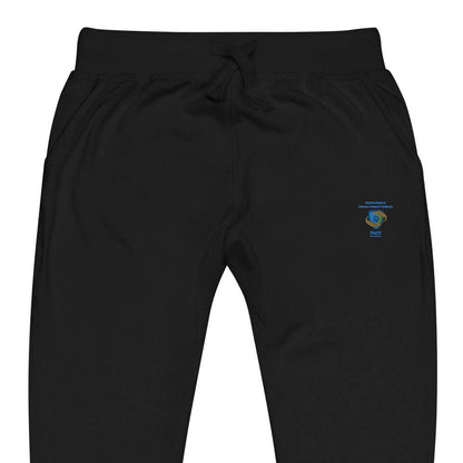 Unisex fleece sweatpants with elastic waistband and multiple pockets in charcoal heather color