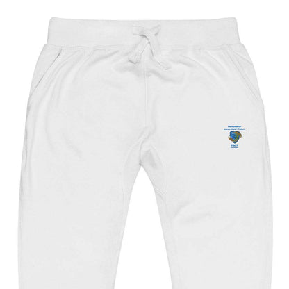 Unisex charcoal heather fleece sweatpants with elastic waistband and pockets