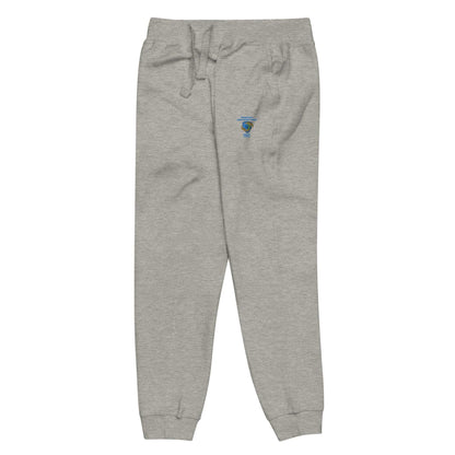 Unisex PACT branded fleece sweatpants in charcoal heather with cuffed ankles