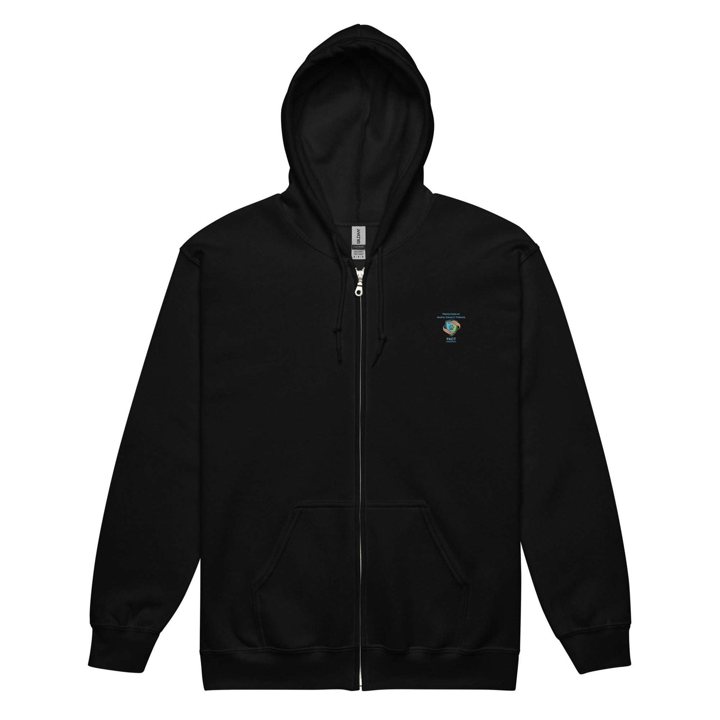 Unisex heavy blend zip hoodie by PACT Branded with front pockets and metal zipper