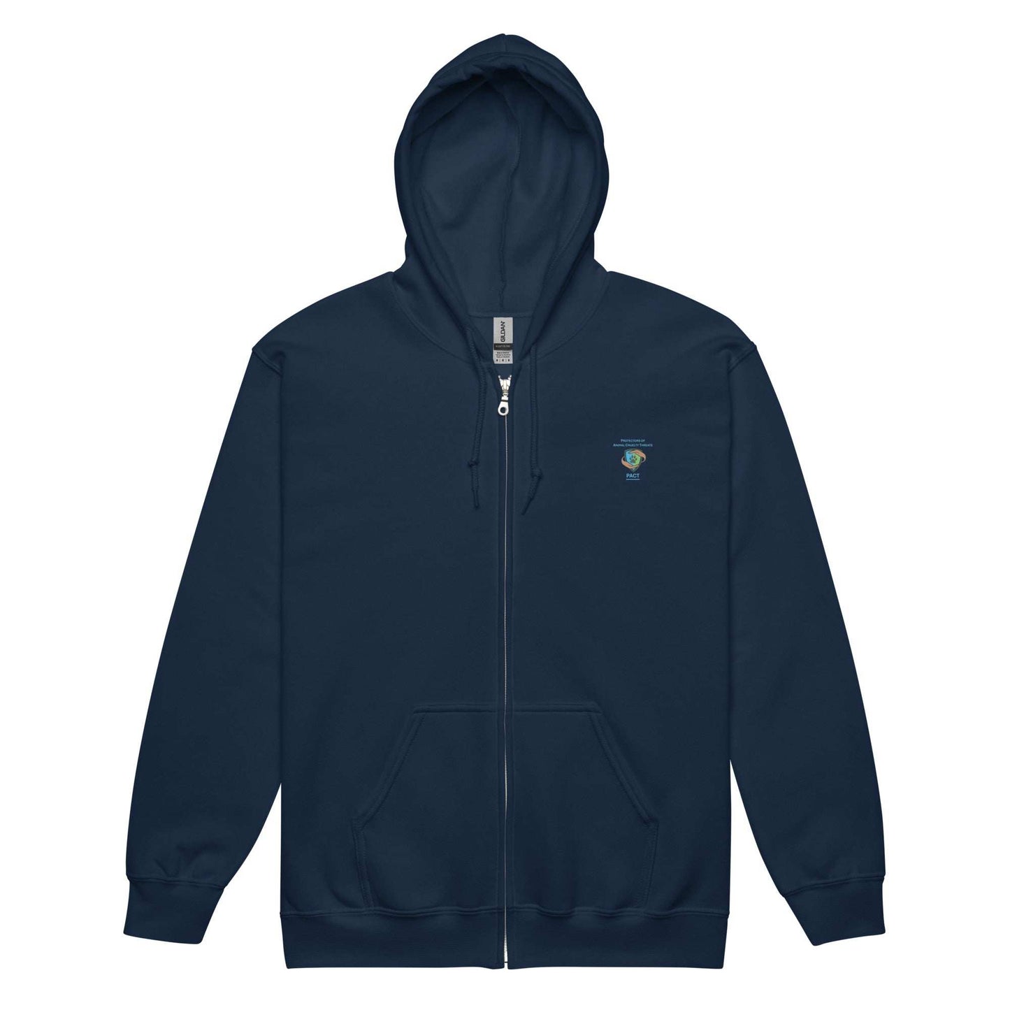 Unisex heavy blend zip hoodie in grey with metal zipper and front pockets
