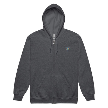 unisex heavy blend zip hoodie with front pockets and metal zipper