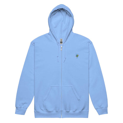 Unisex heavy blend zip hoodie with front pockets and metal zipper