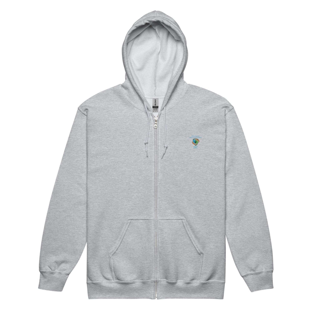 Unisex heavy blend zip hoodie by PACT Branded with metal zipper and front pockets