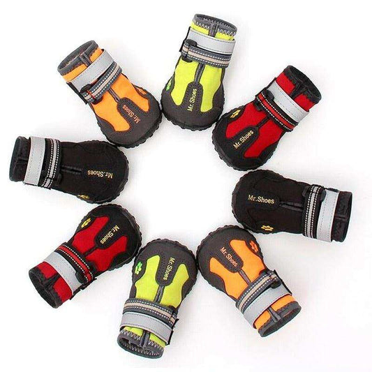 Waterproof sport boots for medium to large dogs with anti-slip sole and reflective straps
