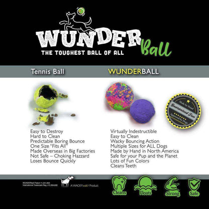 WUNDERball durable natural rubber dog fetch toy with unpredictable bounce
