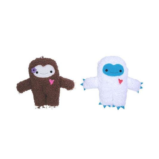 Yeti and snowman plush dog toy set with squeakers and crinkle paper for interactive play