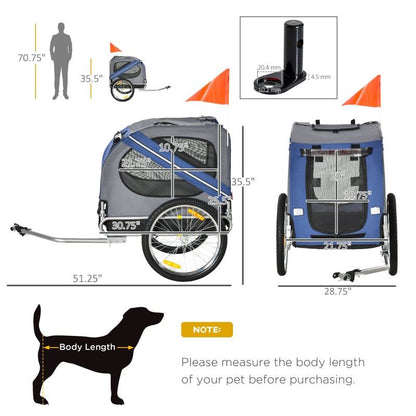 Bike Trailer Cargo Cart for Dogs & Pets - Heavy Duty Weather Resistant